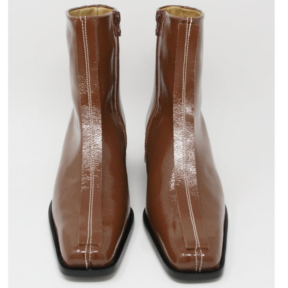 Rejina Pyo Miki Pecan Leather Short Heel Boot